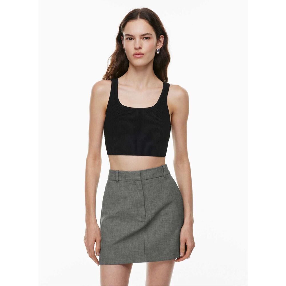 Aritzia Babaton Sculpt Knit Squareneck Cropped Tank size L Black